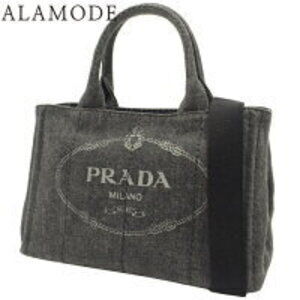 Prada CANAPA handbag shoulder bag crossbody tote denim black